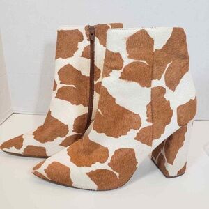 Steve Madden Real Fur Ankle Boots Point Toe Cow Calf